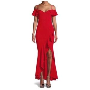Betsy & Adam Off the Shoulder Ruffle Dress - Size 0